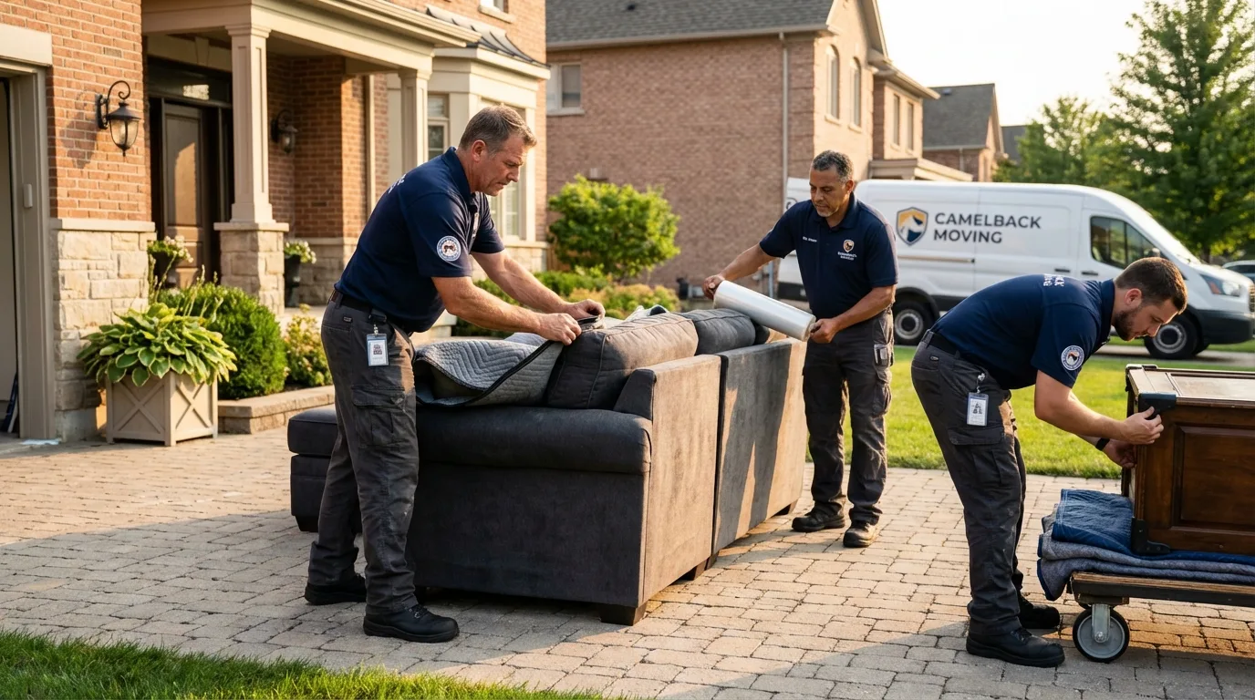 Large estate moving crew wrapping furniture in Russells Point, OH